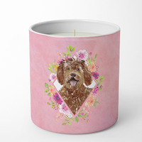 Labradoodle Pink Flowers 10 oz Decorative Soy Candle CK4228CDL