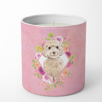 Champagne Cockapoo Pink Flowers 10 oz Decorative Soy Candle CK4246CDL
