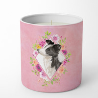 Border Collie Pink Flowers 10 oz Decorative Soy Candle CK4258CDL