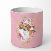 Beagle Pink Flowers 10 oz Decorative Soy Candle CK4265CDL
