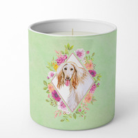 Afghan Hound Green Flowers 10 oz Decorative Soy Candle CK4270CDL