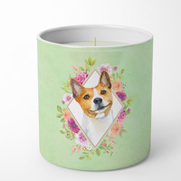 Basenji Green Flowers 10 oz Decorative Soy Candle CK4275CDL