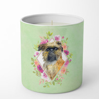 Brussels Griffon Green Flowers 10 oz Decorative Soy Candle CK4283CDL