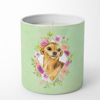 Chihuahua #1 Green Flowers 10 oz Decorative Soy Candle CK4288CDL