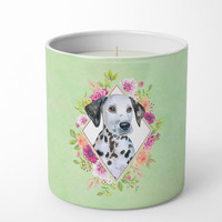 Dalmatian Puppy Green Flowers 10 oz Decorative Soy Candle CK4296CDL