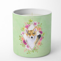Corgi Green Flowers 10 oz Decorative Soy Candle CK4327CDL