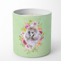 Standard Grey Poodle Green Flowers 10 oz Decorative Soy Candle CK4333CDL
