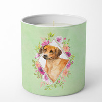 Rhodesian Ridgeback Green Flowers 10 oz Decorative Soy Candle CK4335CDL