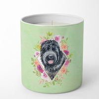 Russian Black Terrier Green Flowers 10 oz Decorative Soy Candle CK4336CDL