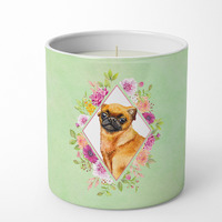 Brabant Griffon Green Flowers 10 oz Decorative Soy Candle CK4345CDL