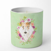 Fox Terrier Green Flowers 10 oz Decorative Soy Candle CK4359CDL