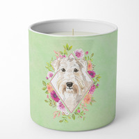 Wheaten Terrier Green Flowers 10 oz Decorative Soy Candle CK4362CDL