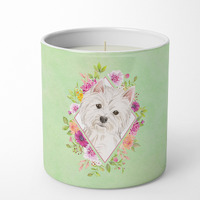 Westie  Green Flowers 10 oz Decorative Soy Candle CK4363CDL