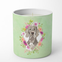 Weimaraner Green Flowers 10 oz Decorative Soy Candle CK4365CDL