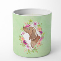 Dachshund Green Flowers 10 oz Decorative Soy Candle CK4367CDL