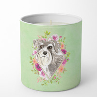 Schnauzer #1 Green Flowers 10 oz Decorative Soy Candle CK4375CDL