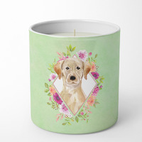 Yellow Lab Green Flowers 10 oz Decorative Soy Candle CK4387CDL