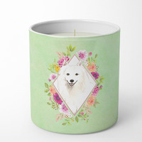 Japanese Spitz Green Flowers 10 oz Decorative Soy Candle CK4389CDL