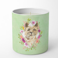 Cairn Terrier Green Flowers 10 oz Decorative Soy Candle CK4410CDL