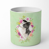 Border Collie Green Flowers 10 oz Decorative Soy Candle CK4418CDL