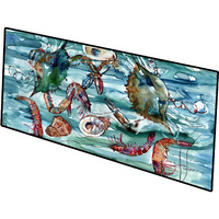 "Crabs, Shrimp and Oysters in Water Indoor or Outdoor Runner Mat 28x58 8944HRM2858"