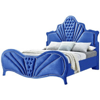 Eastern King Bed, Blue Velvet