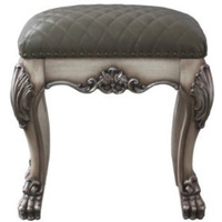 Vanity Stool, Vintage Bone White & PU