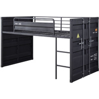 Twin Loft Bed w/Slide, Gunmetal Finish