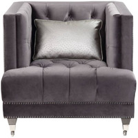 Chair w/1 Pillow, Gray Velvet