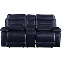 Loveseat w/Console (Motion), Navy Leather-Gel Match