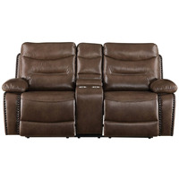 Loveseat w/Console (Motion), Brown Leather-Gel Match