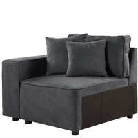 Modular Left Facing Chair w/2 Pillows, Gray Fabric