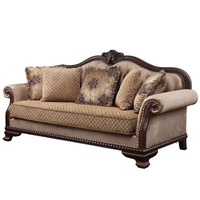 Sofa w/5 Pillows, Fabric & Espresso Finish