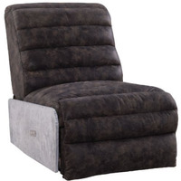 Power Motion Recliner, 2-Tone Gray Top Grain Leather & Aluminum