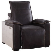 Power Motion Recliner, Dark Grain Brown Leather & Aluminum