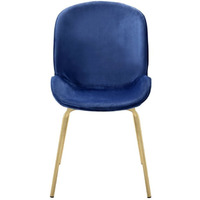 Side Chair (Set-2), Blue Velvet & Gold