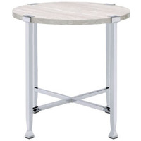 End Table, White Oak & Chrome