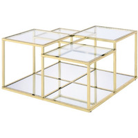 Coffee Table, Clear Glass & Gold Finish