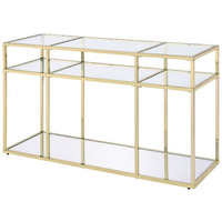 Sofa Table, Clear Glass & Gold Finish
