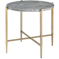 End Table, Faux Marble & Champagne Finish