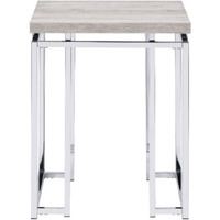 End Table, Natural Oak & Chrome