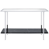 Console Table, Mirrored, Faux Marble & Chrome
