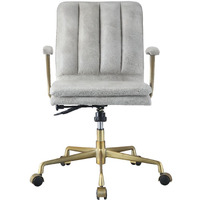 Office Chair, Vintage White Top Grain Leather & Chrome