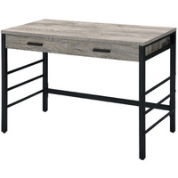 Built-in USB Port Writing Desk, Light Weathered Oak & Black Finish