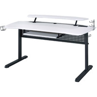 Gaming Table w/USB Port, Black & White Finish