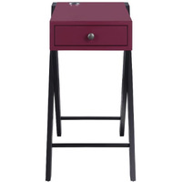 Accent Table (USB Charging Dock), Burgundy & Black