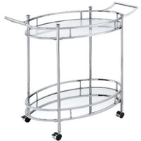 Serving Cart, Clear Glass & Chrome Finish