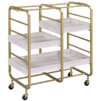 Serving Cart, Gold & White-Washed