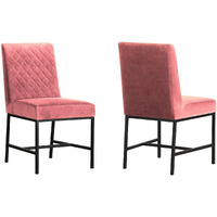Napoli Pink Velvet and Black Leg Modern Accent Dining Chair- Set of 2