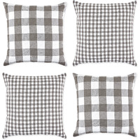 DII Assorted Gray/White Gingham/Buffalo Check Pillow Cover 18x18 Set/4